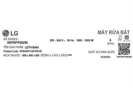 Máy rửa chén độc lập LG LDT14SVA4