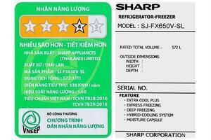 Tủ lạnh Sharp Inverter 572 lít Multi Door SJ-FX650V-SL