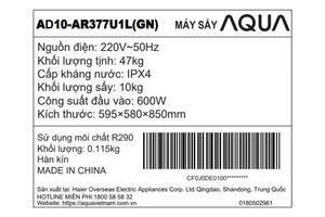 Máy sấy bơm nhiệt Aqua 10 kg AD10-AR377U1L GN