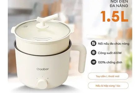 Nồi lẩu điện mini GAABOR GR-N15A đa năng 1,5L 600W