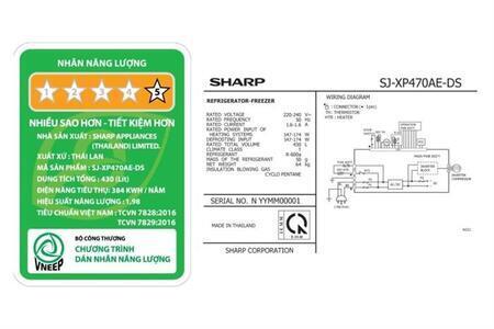 Tủ lạnh Sharp Inverter 430 lít SJ-XP470AE-DS