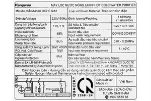 Máy lọc nước RO nóng nguội lạnh Hydrogen ion kiềm Kangaroo Sumire KGHC12A3 12 lõi
