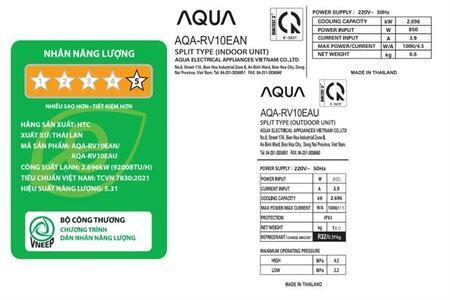 Máy lạnh Aqua Inverter 1 HP AQA-RV10EA