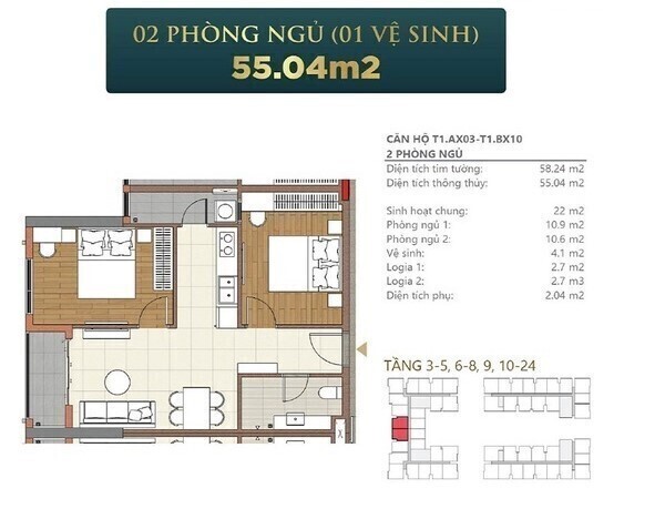 Căn 2 Phòng Ngủ