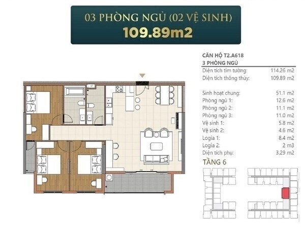 Căn hộ 3 Phòng Ngủ