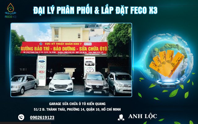 ĐẠI LÝ PHÂN PHỐI & LẮP ĐẶT FECO X3 – GARAGE SỬA CHỮA Ô TÔ KIẾN QUANG, QUẬN 10