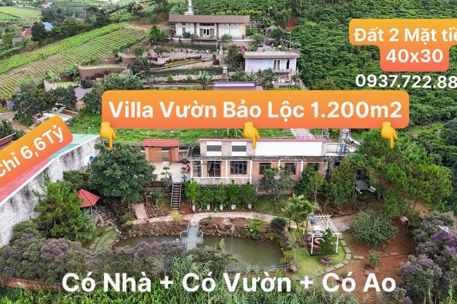 👑 VILLA VƯỜN BẢO LỘC 1200M² CHỈ 6,6TỶ - SẴN NHÀ + CẢNH QUAN + HỒ CÁ