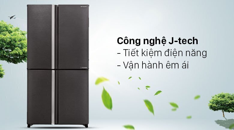 tủ lạnh sharp 4 cửa 404 lít sj-fx420v-ds (xám đen)