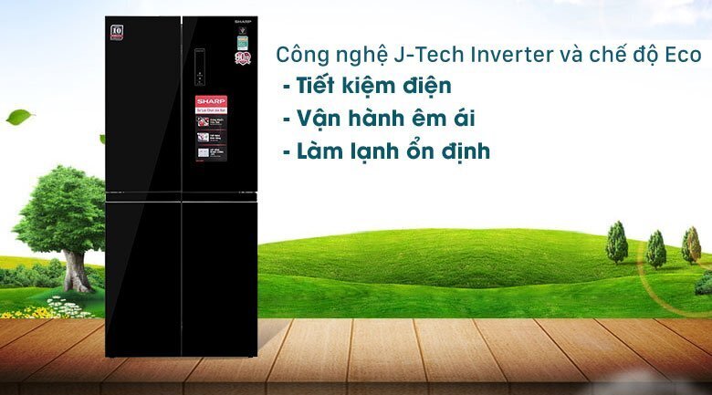 tủ lạnh sharp inverter 404 lít 4 cửa sj-fx420vg-bk