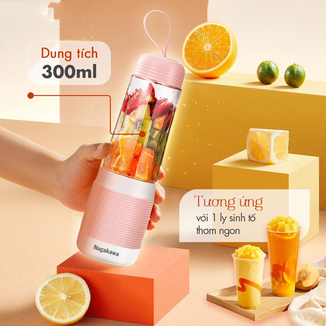máy xay sinh tố cầm tay nagakawa nag0826 (300ml - 35w) - màu sắc: hồng