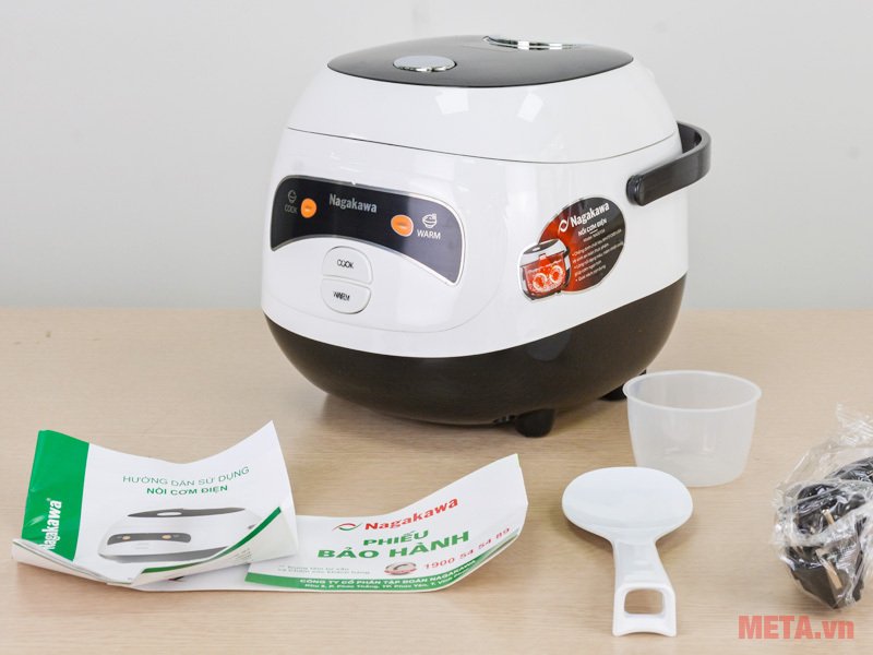 nồi cơm điện mini nagakawa nag0134 (400w - 1 lít) - 2 chế độ nấu - màu sắc: hồng trắng