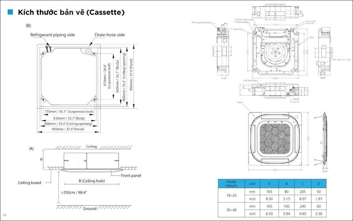 máy lạnh âm trần midea mcd-36crn8 (4.0hp) - 3 pha
