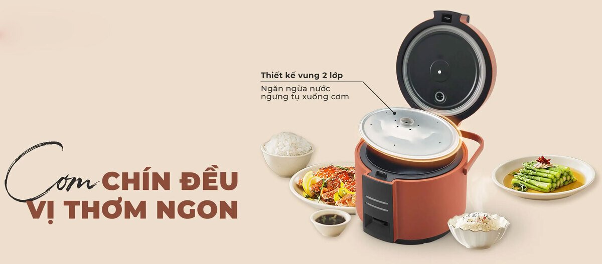nồi cơm điện nagakawa nag0144 - dung tích 2,2 lít - màu sắc: cam