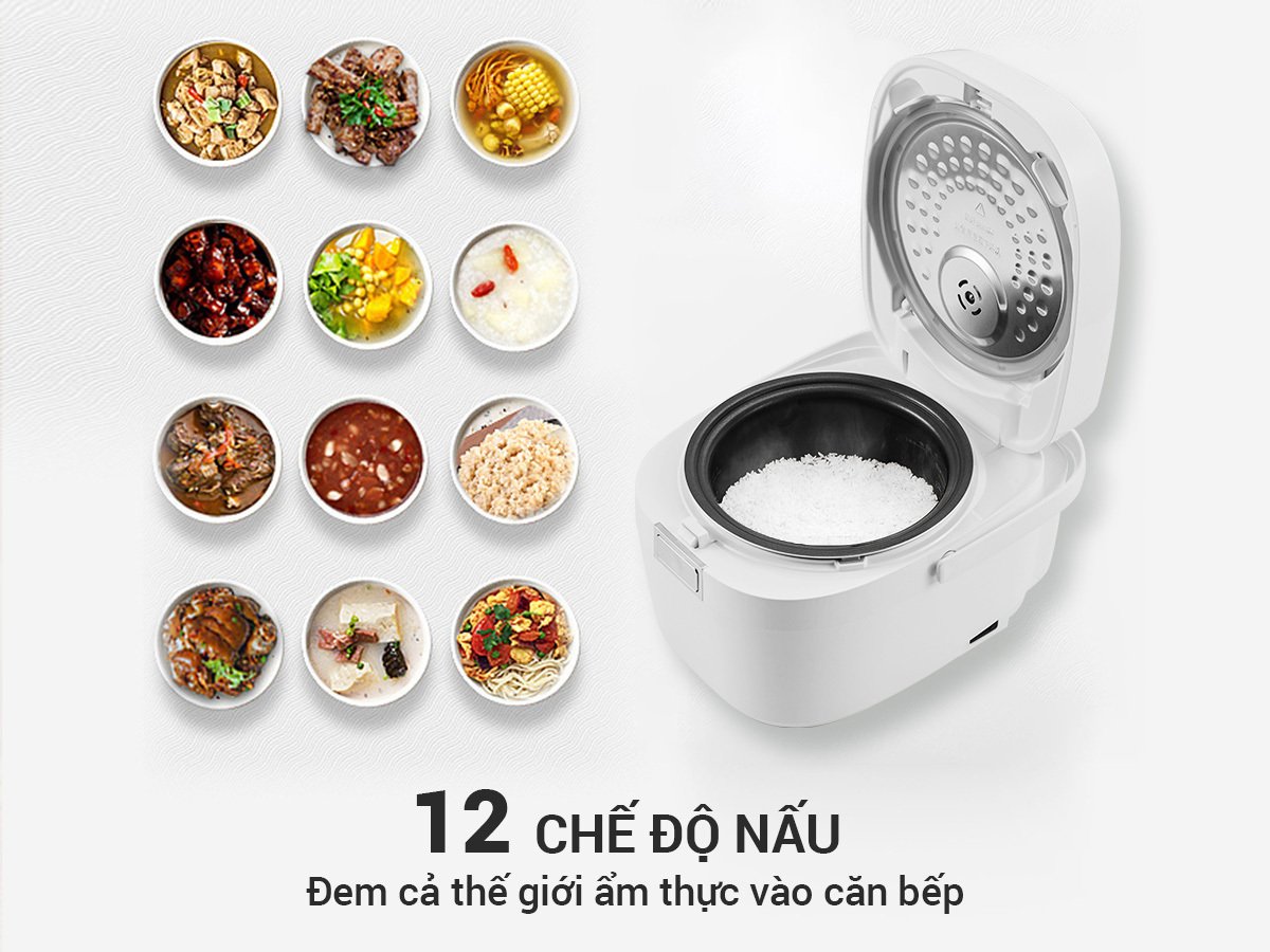 nồi cơm điện cao tần nagakawa nag0139 (1.2l, 12 chế độ nấu, giảm tinh bột)