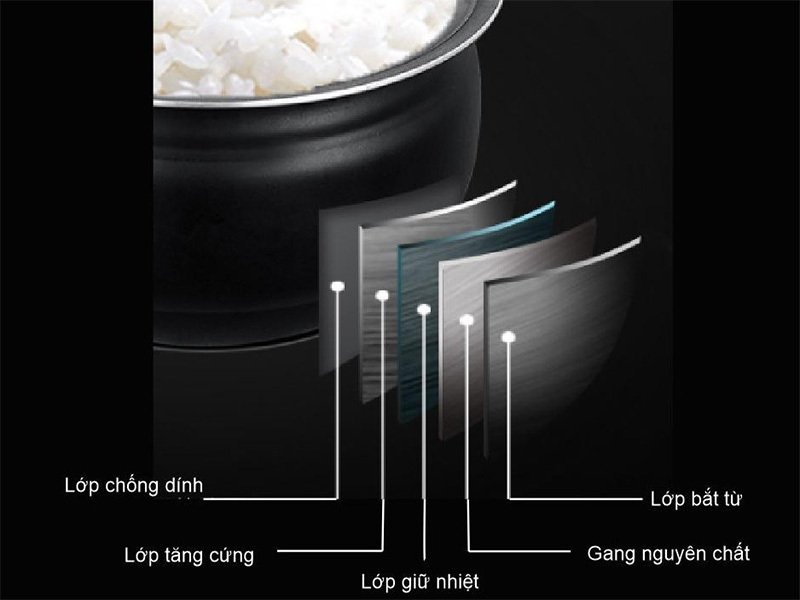 nồi cơm điện cao tần nagakawa nag0139 (1.2l, 12 chế độ nấu, giảm tinh bột)