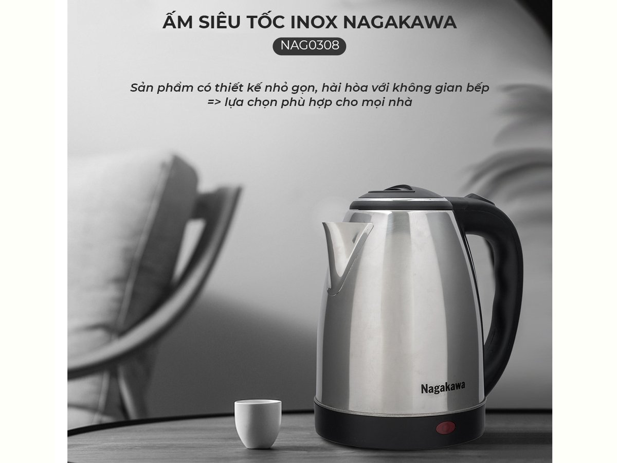 ấm siêu tốc nagakawa nag0308 - 1.8 lít