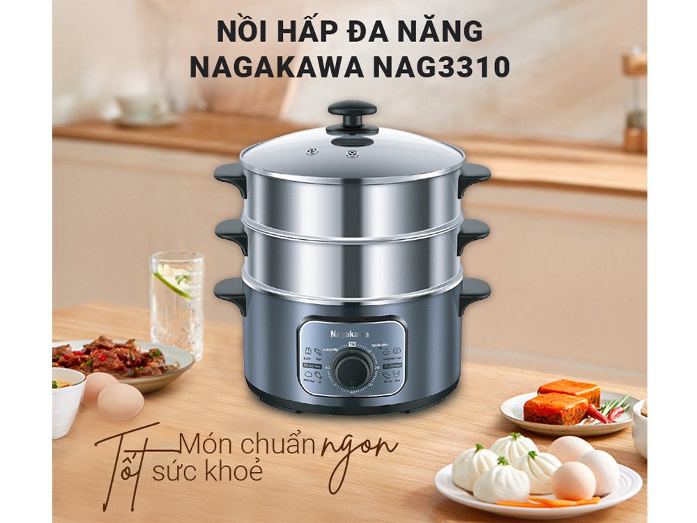 nồi hấp điện inox đa năng nagakawa nag3310