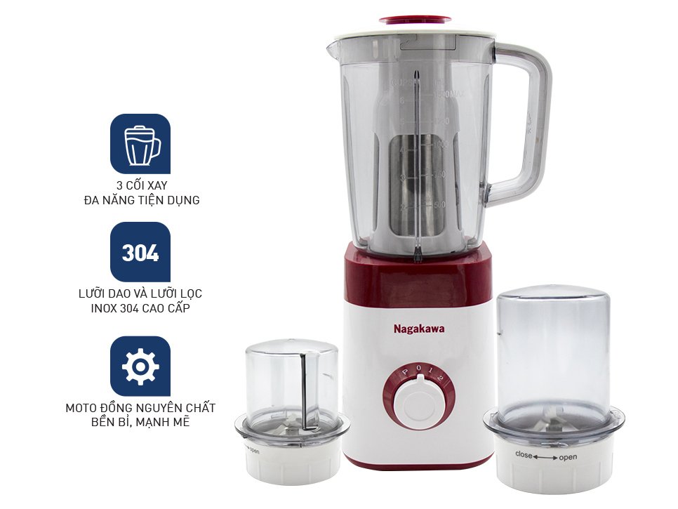 máy xay sinh tố 3 cối nagakawa nag0816 (450w)
