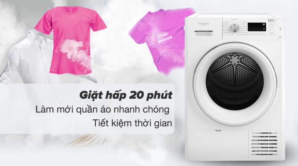 máy sấy ngưng tụ whirlpool freshcare+ 8 kg fftcm118xb ee