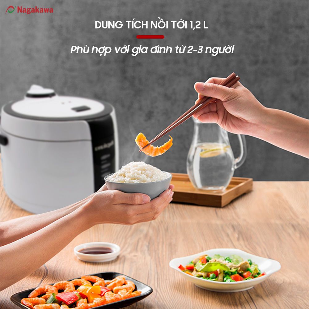 nồi cơm điện đa năng nagakawa nag0131 (1,2 lít)