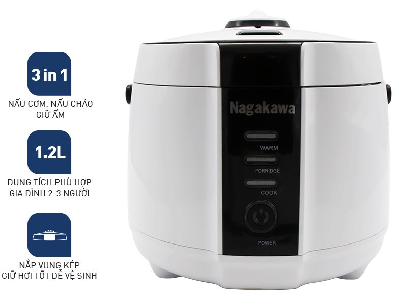 nồi cơm điện đa năng nagakawa nag0131 (1,2 lít)