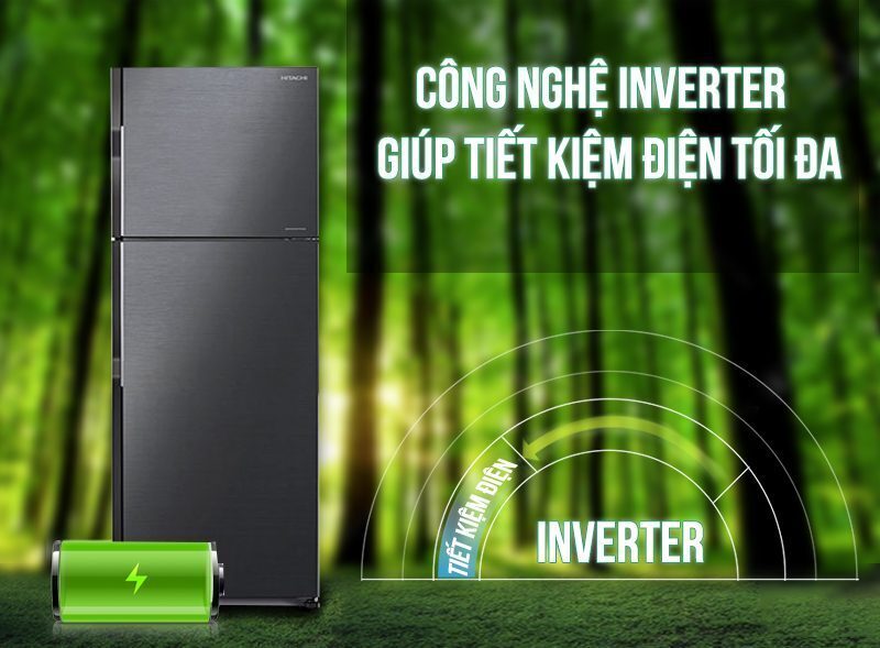tủ lạnh hitachi r-h200pgv7(bbk) 2 cánh inverter 203 lít