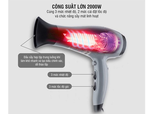 máy sấy tóc tạo ion âm nagakawa nag1606 (2000w) - màu sắc: đen