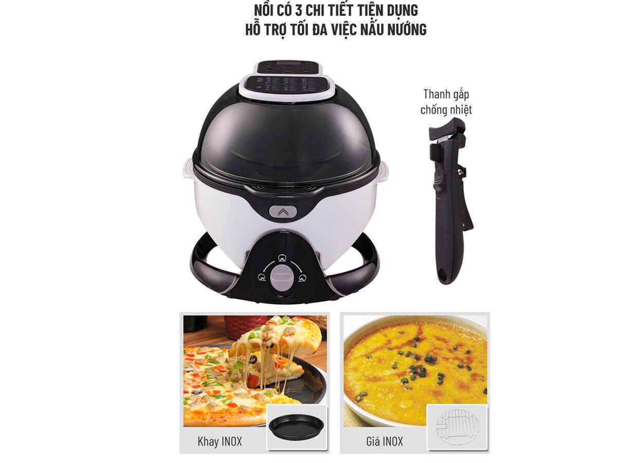 nồi chiên không dầu 6 lít xoay 360 độ nagakawa nag3301