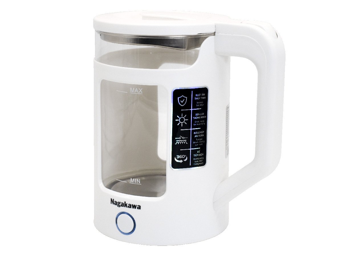 ấm siêu tốc thủy tinh nagakawa nag0318 (1.7l - 1355w)