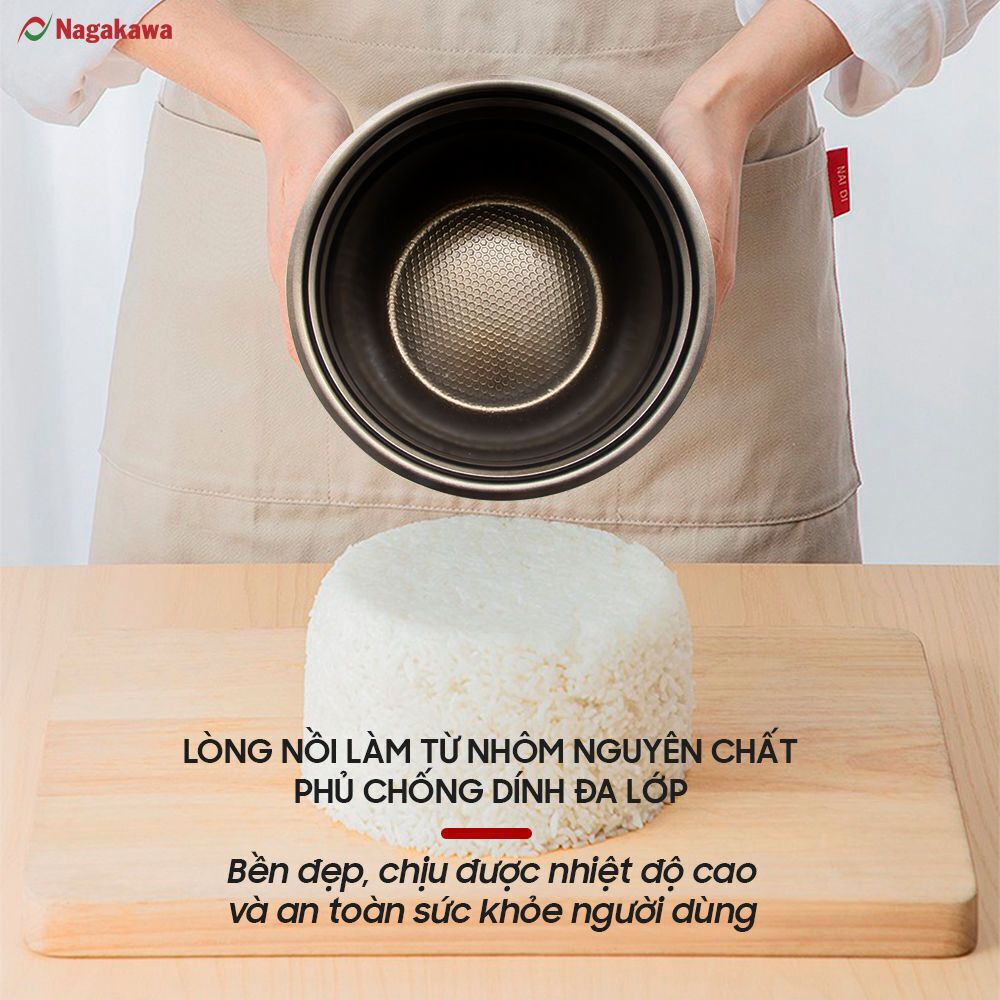 nồi cơm điện đa năng nagakawa nag0131 (1,2 lít)