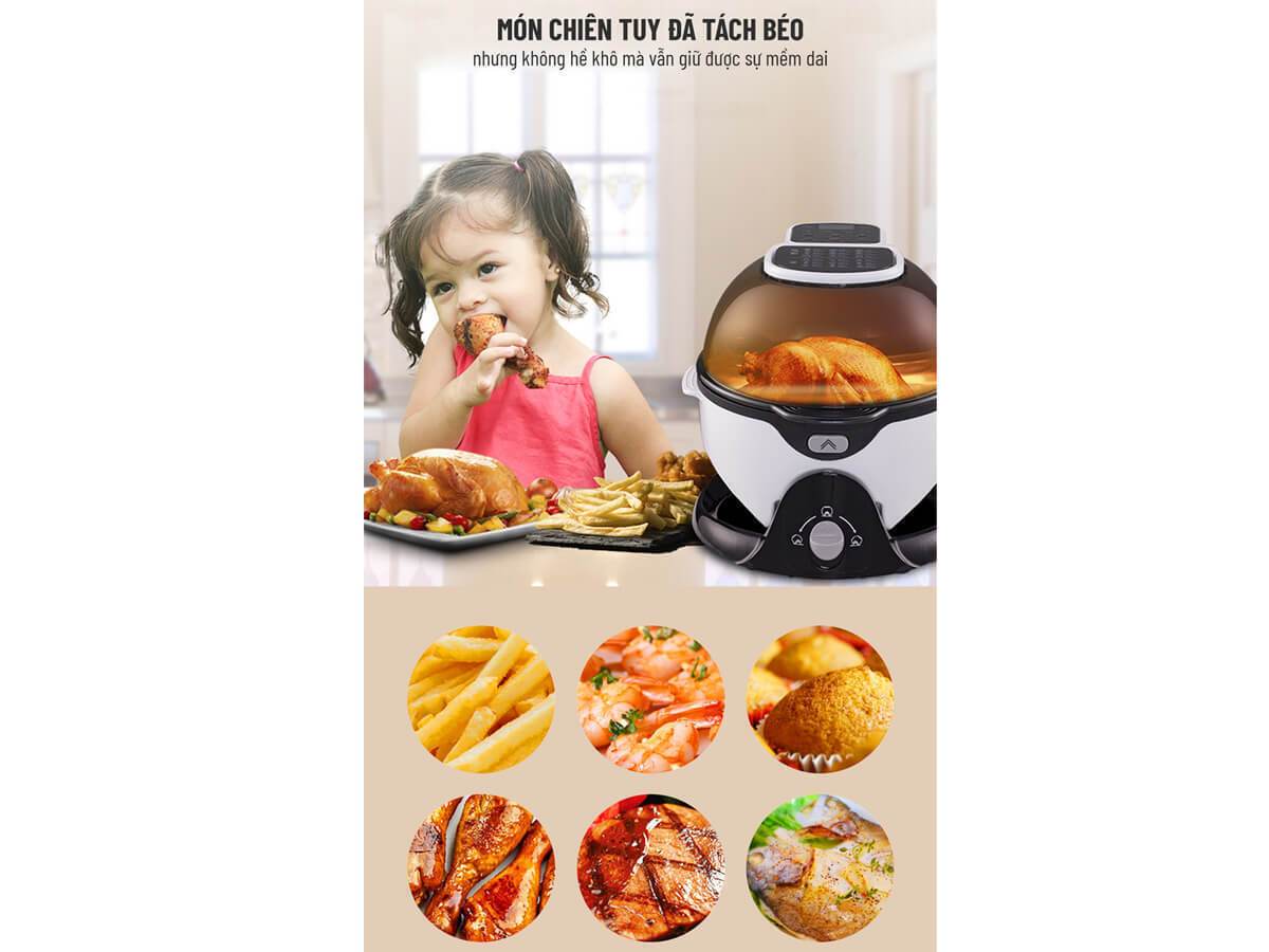 nồi chiên không dầu 6 lít xoay 360 độ nagakawa nag3301