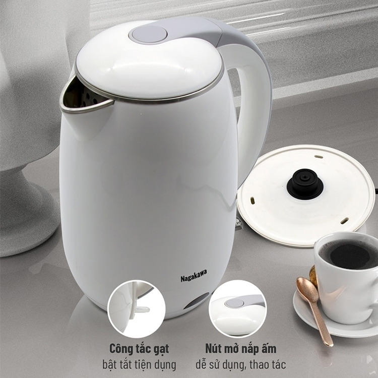 ấm siêu tốc 2 lớp 1,8 lít nagakawa nag0314