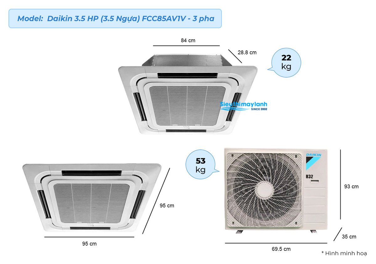 điều hòa âm trần daikin 30000btu 1 chiều fcc85av1v/rc85agv1v