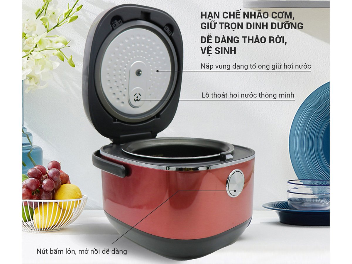 nồi cơm điện tử lòng niêu nagakawa nag0135 (1.8l - 900w) - tích hợp 10 chương trình nấu