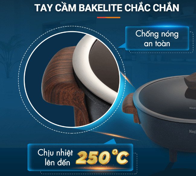 lẩu điện 2 ngăn đa năng nagakawa nag1906 (6 lít)