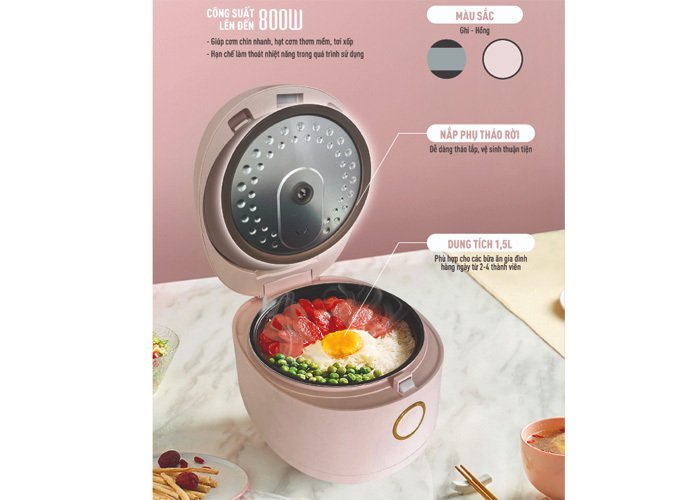nồi cơm điện tử nagakawa nag0142 (1.5 lít) - màu sắc: hồng