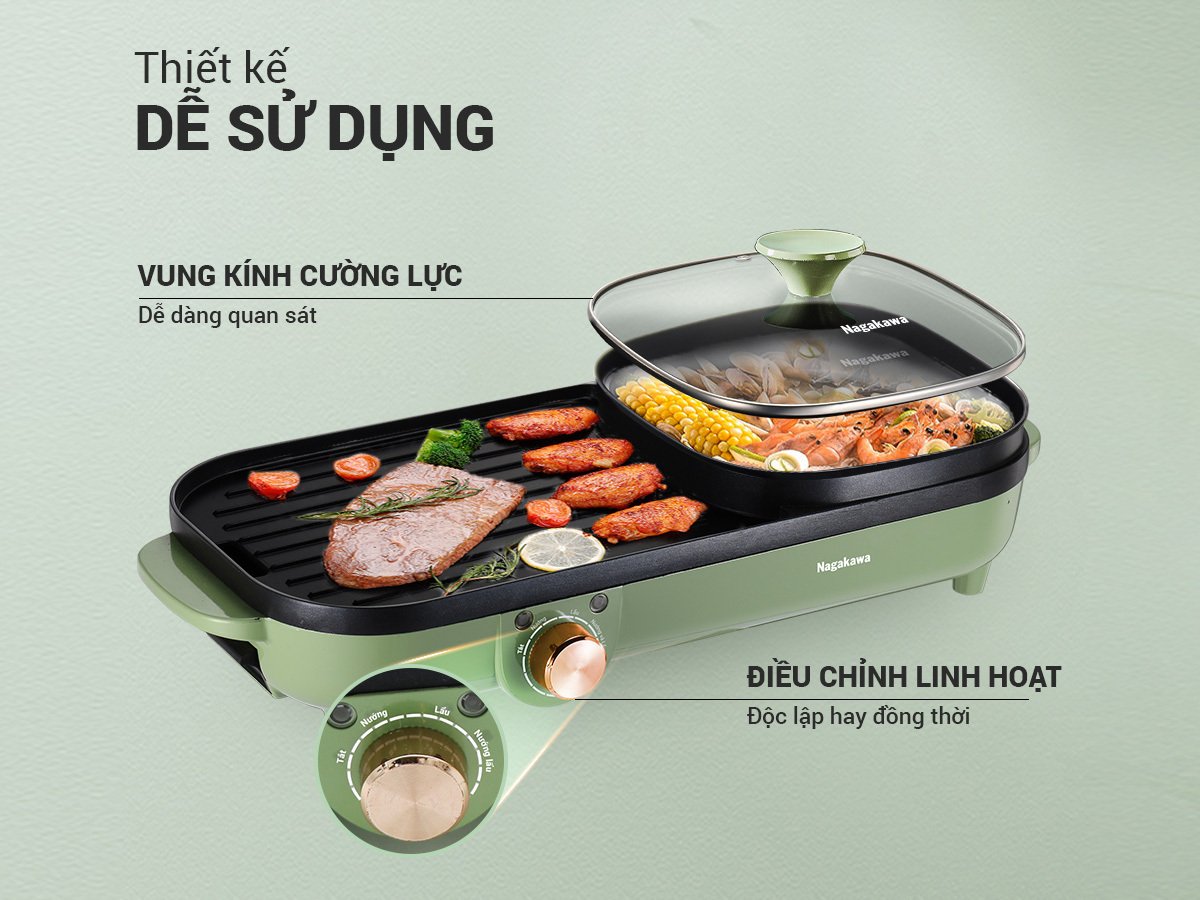 bếp lẩu nướng điện đa năng nagakawa nag3104