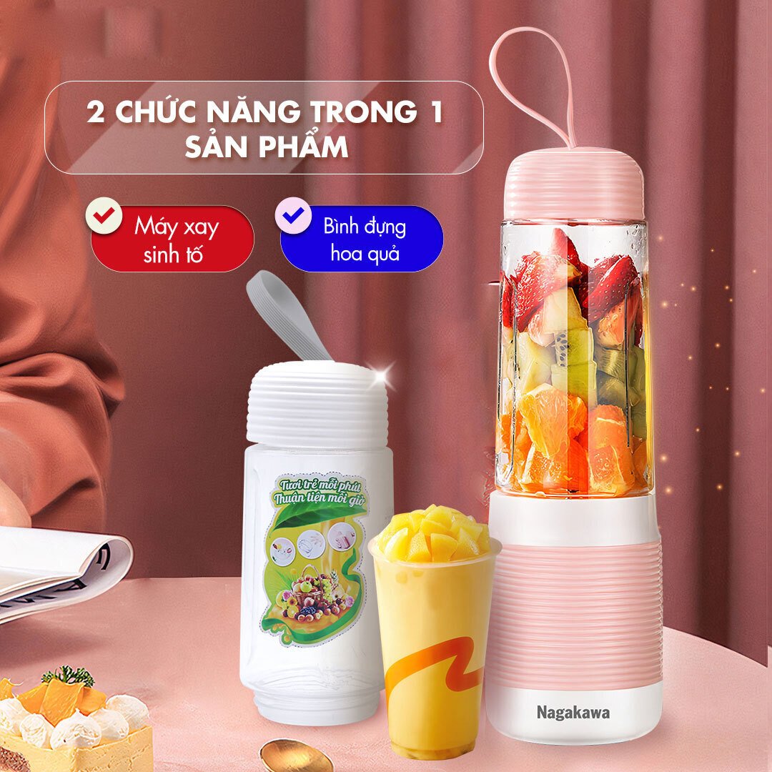 máy xay sinh tố cầm tay nagakawa nag0826 (300ml - 35w) - màu sắc: hồng