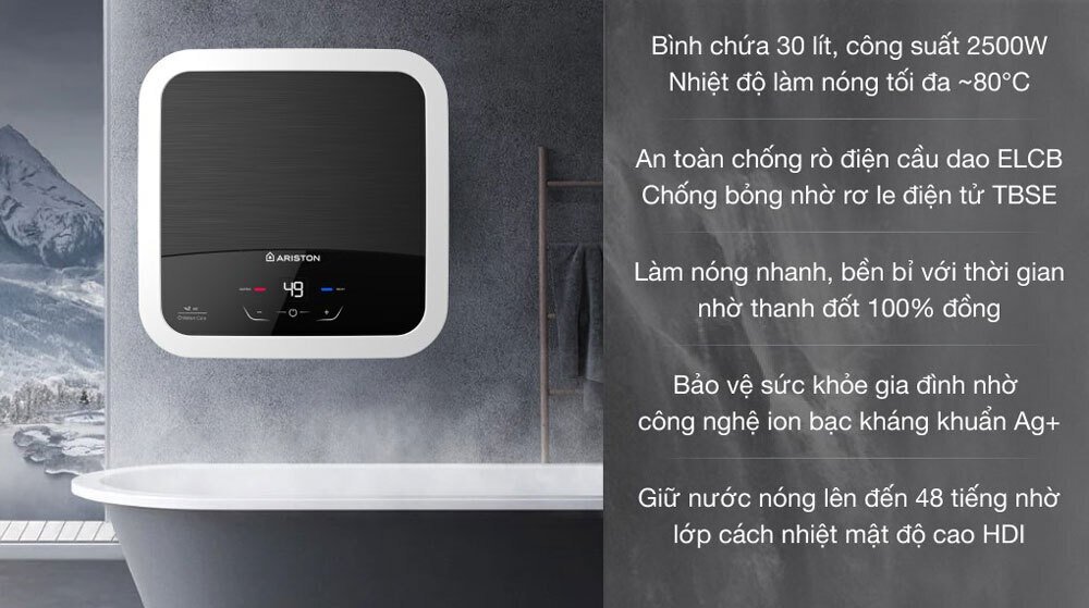 máy nước nóng gián tiếp ariston an2 30 lux-d - hàng chính hãng