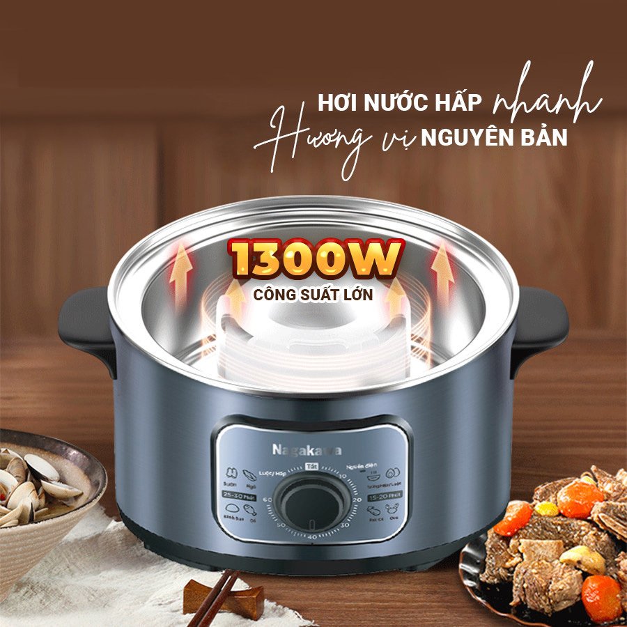 nồi hấp điện inox đa năng nagakawa nag3310