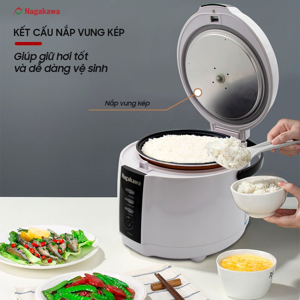 nồi cơm điện đa năng nagakawa nag0131 (1,2 lít)