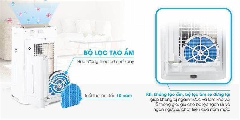 máy lọc không khí sharp kết hợp tạo ẩm kc-g50ev-w