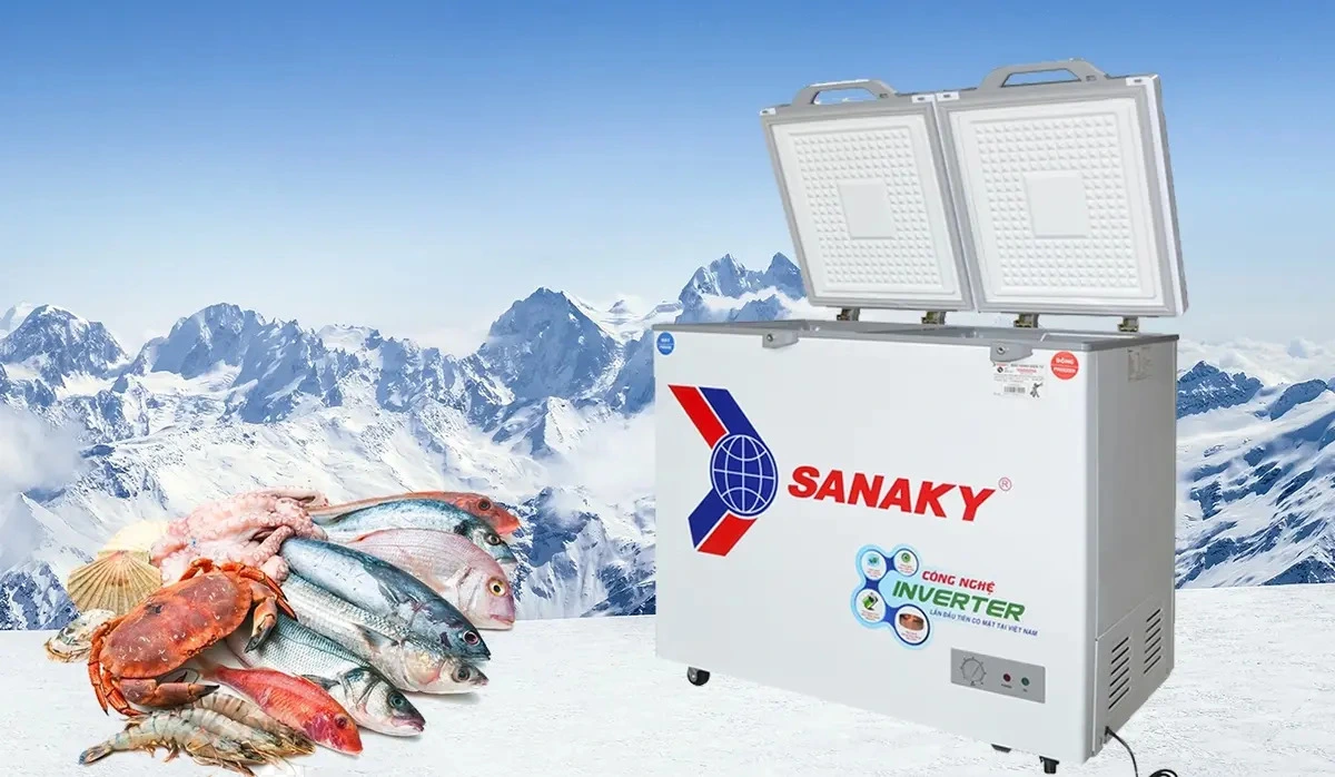 tủ đông mặt kính cường lực sanaky 280 lít vh-2899w4k