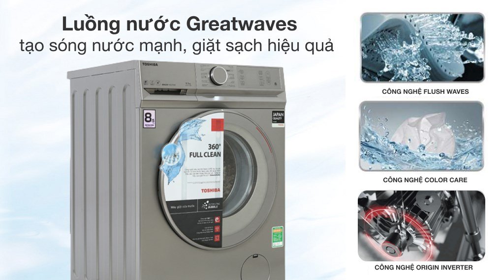 máy giặt toshiba inverter 8.5 kg tw-bl95a4v(ss)