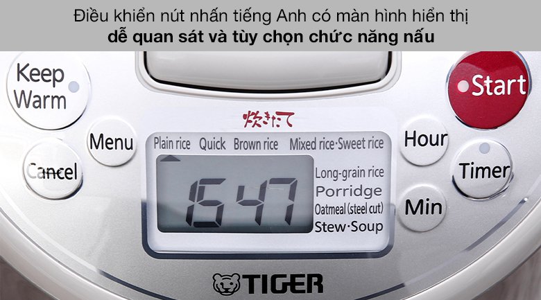 nồi cơm cao tần tiger 1.8 lít jkw-a18w