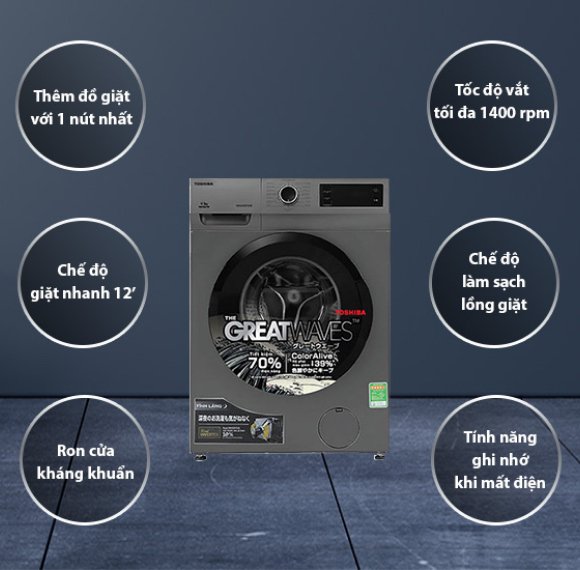 máy giặt toshiba ngang trên 8.5kg tw-bk95s3v(sk)