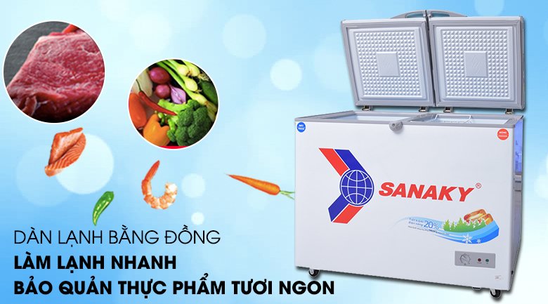 tủ đông sanaky vh-2899w1 (280 lít, dàn lạnh đồng)