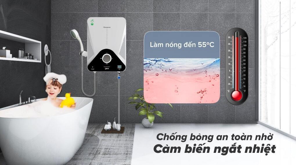 máy nước nóng trực tiếp kangaroo 4000w kg589gp