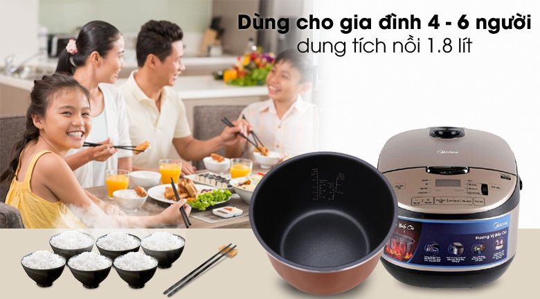 nồi cơm điện tử midea 1.8 lít mb-fs5020