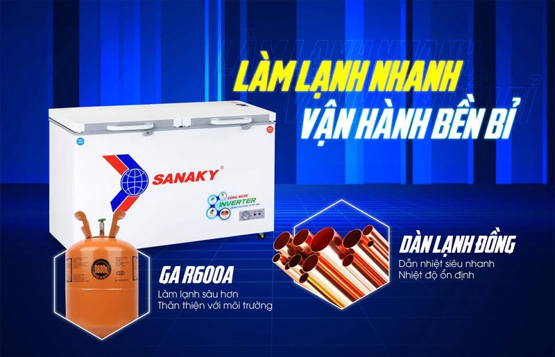 tủ đông sanaky inverter 410 lít vh-5699hy4k